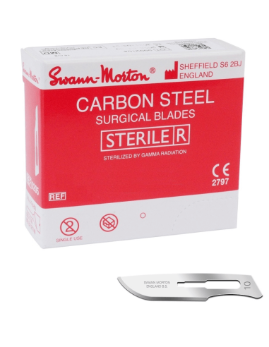Lame sterili Swann Morton Carbon No. 10 100 pezzi