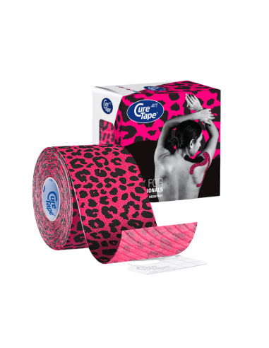 CureTape Art Leopard  kinesiotape roze/zwart 5 cm x 5 m