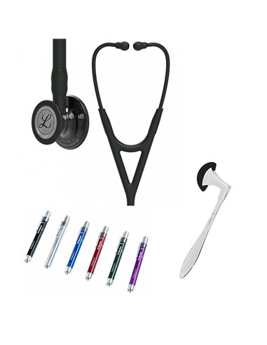 Campana Littmann Cardiology IV Studentbox con acabado ahumado de alto brillo, tubo negro, vástago negro y cabezales negros